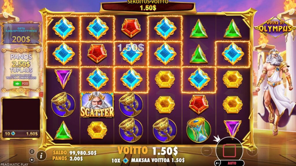 Suosittu ilmaiskierrospeli Gates of Olympus