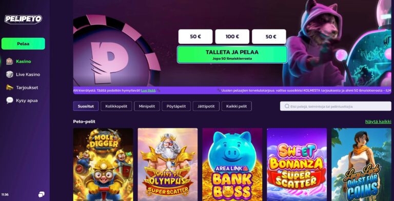 Pelipeto pikakasinovertailussa