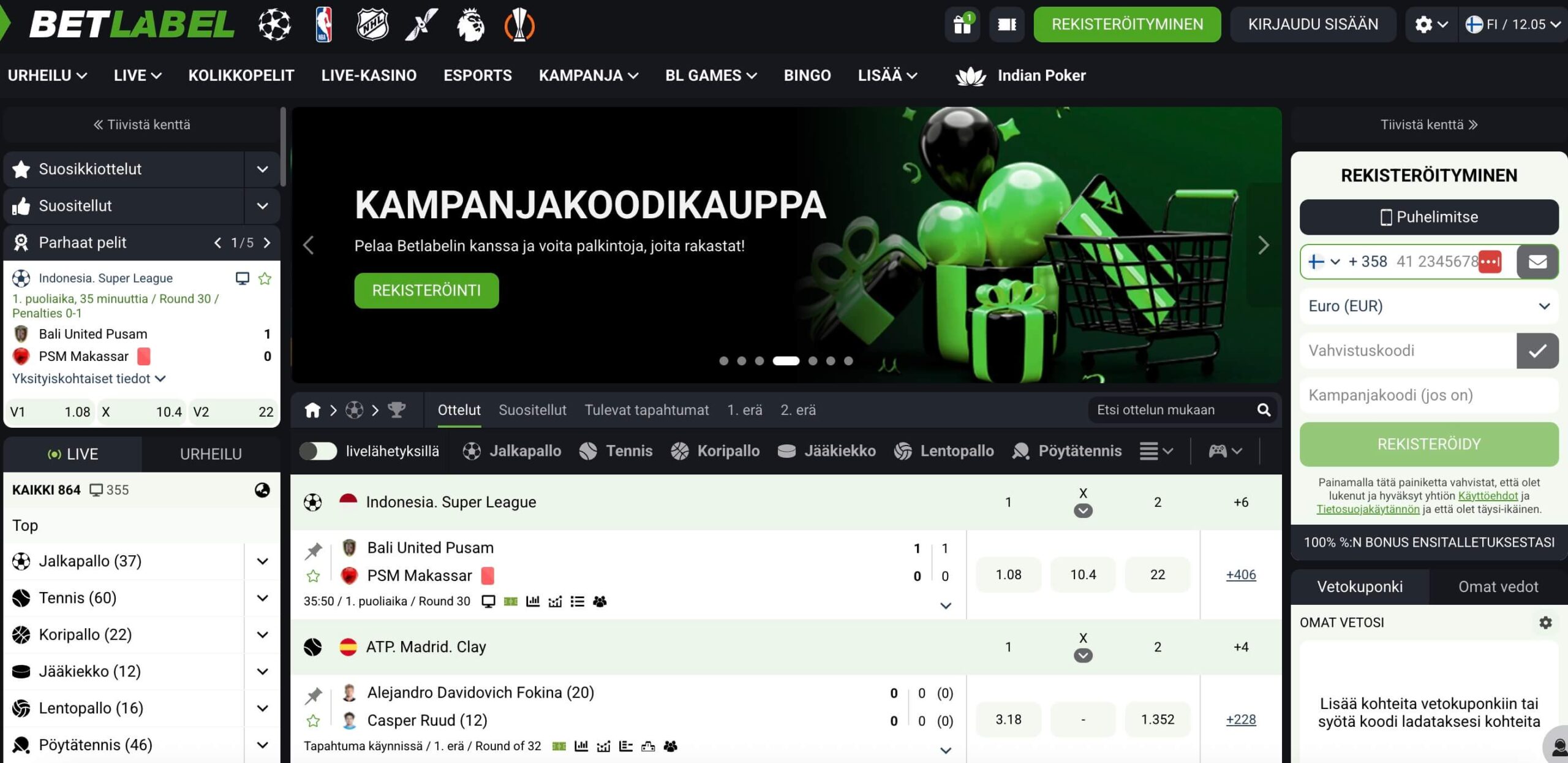 BetLabel Casinon etusivu