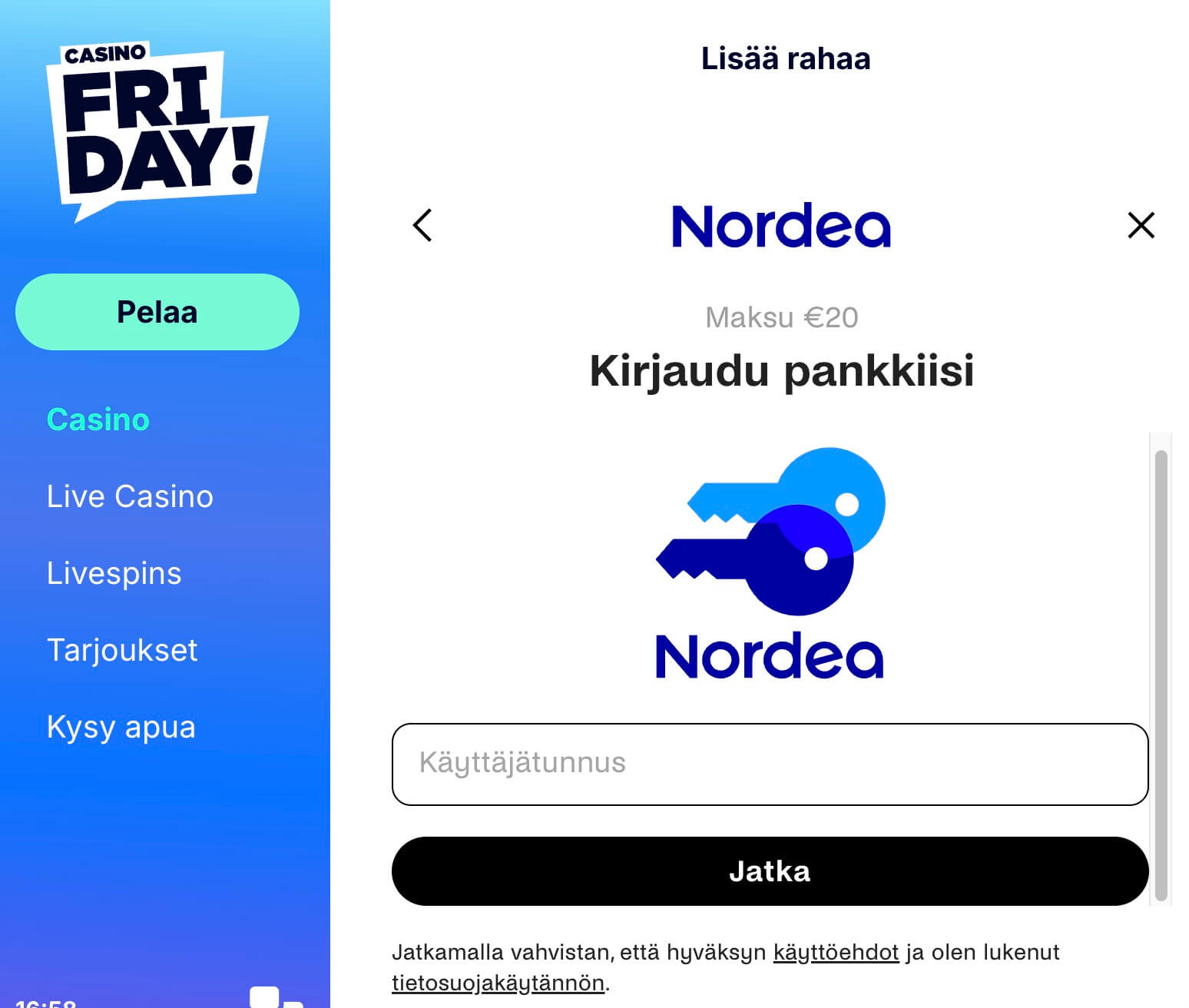 Zimpler talletuksen vahvistaminen verkkopankissa