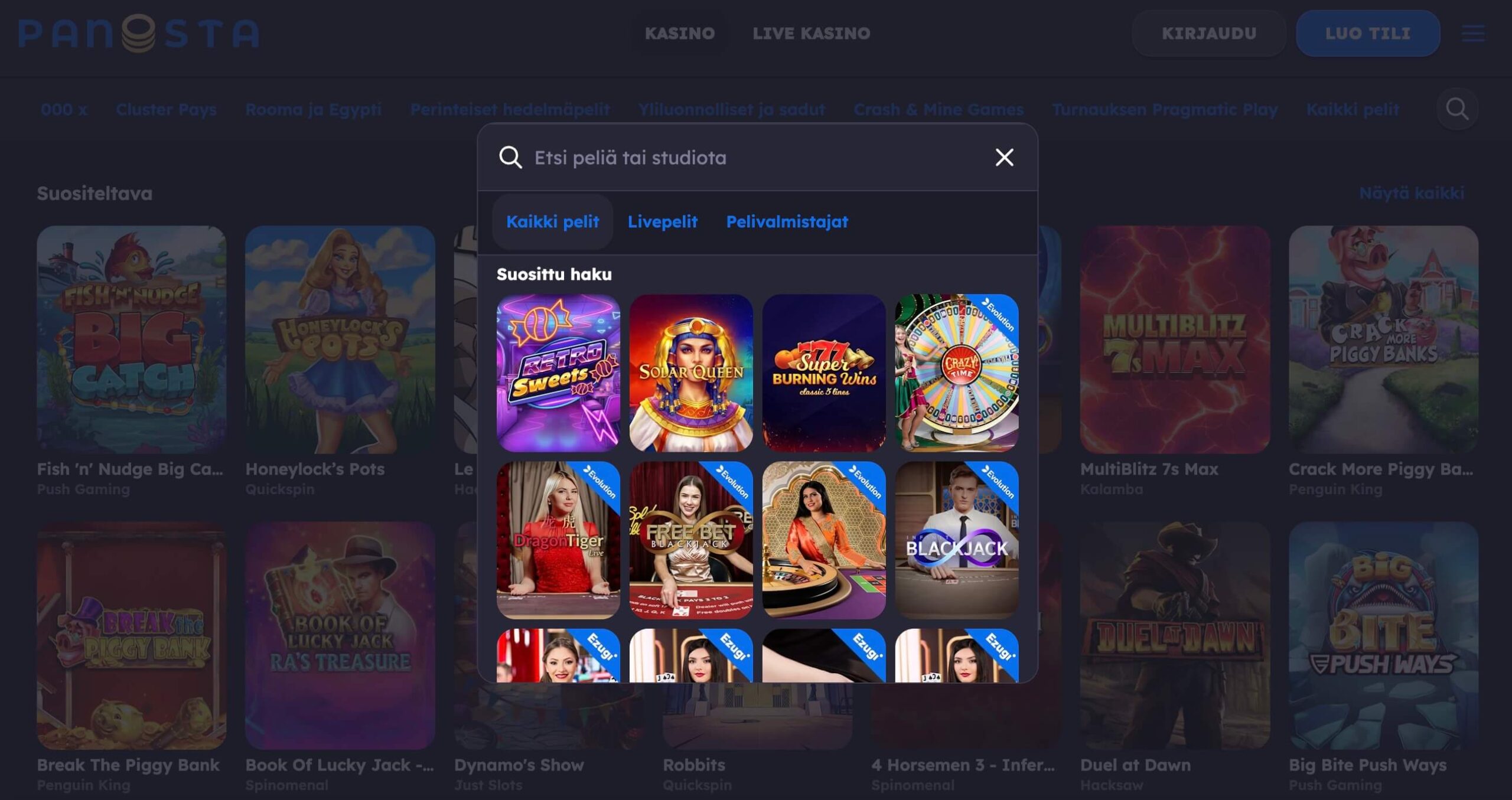 Panosta casino pelit