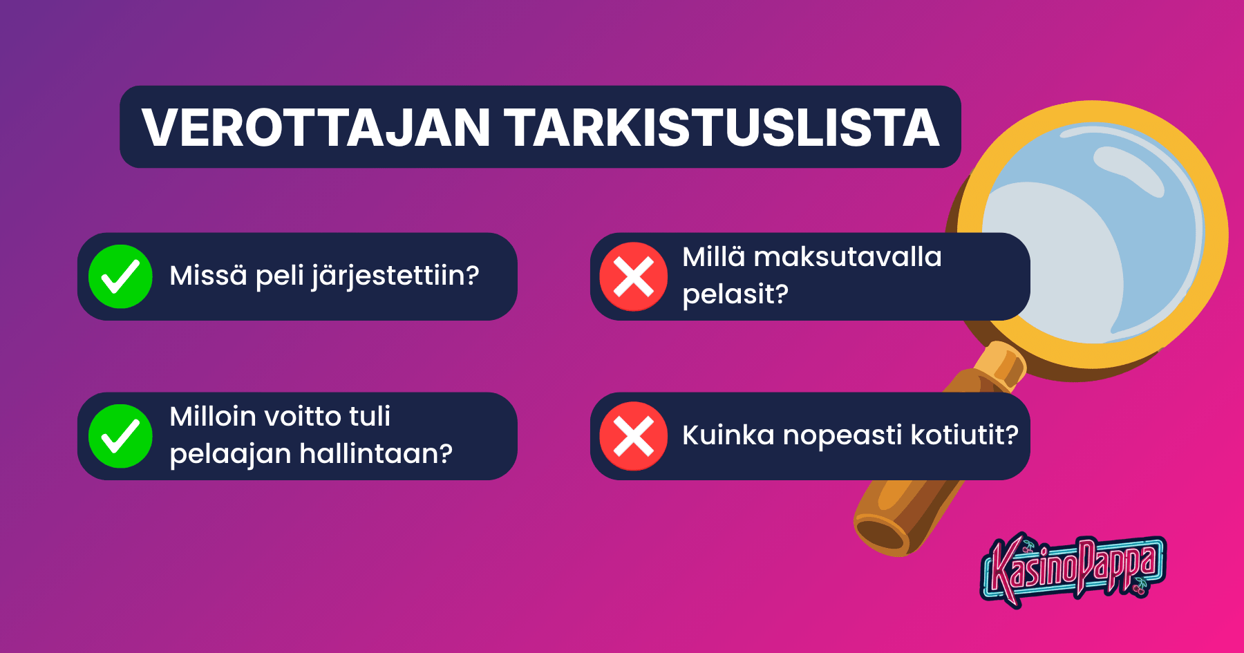 Näin verottaja katsoo kasinovoittoja